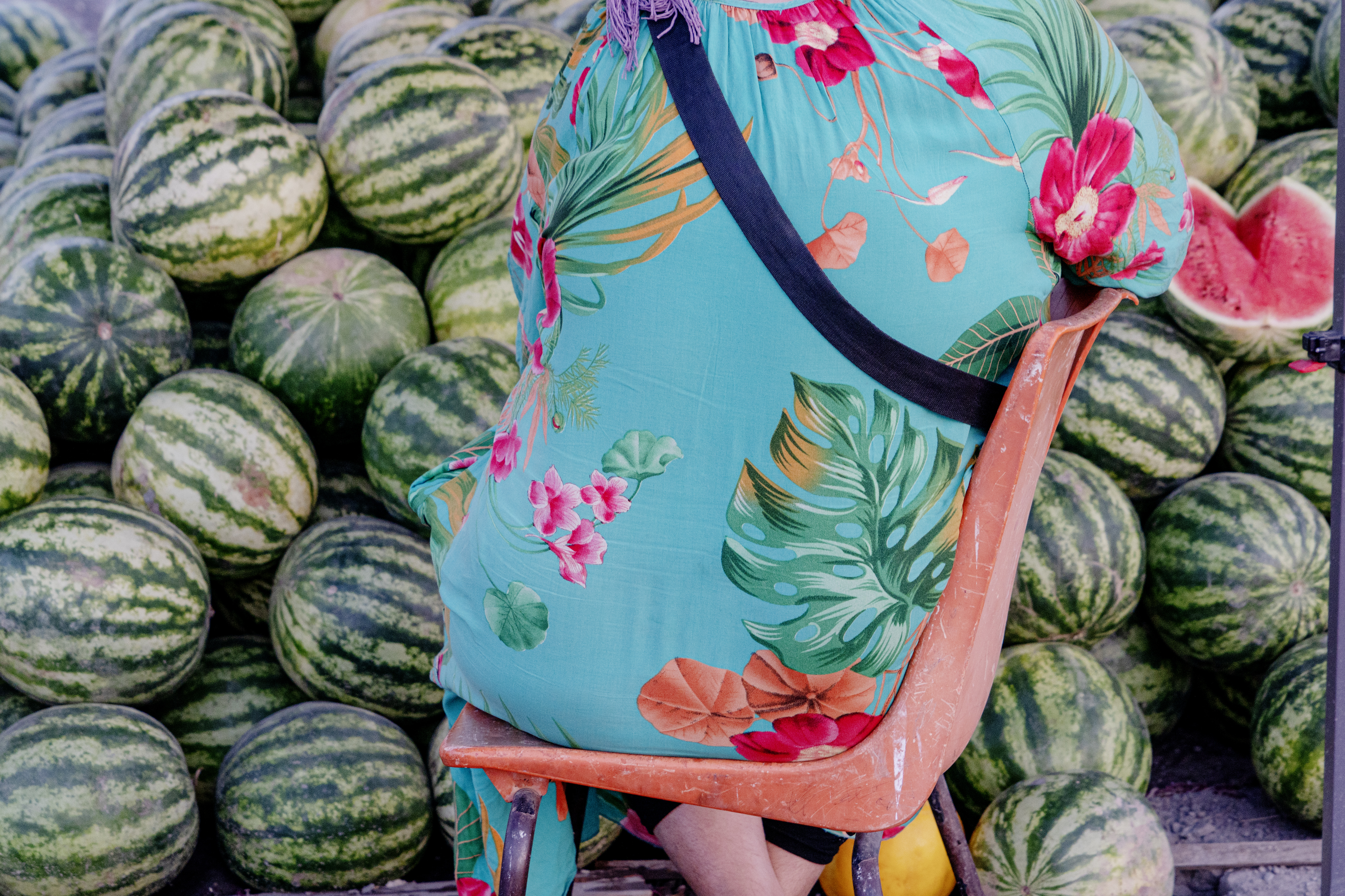 This daily life shot of a woman selling watermelons at the Chorsu Bazaar, Tashkent, Uzbekistan, in 2023, was taken by Magnum photographer Gueorgui Pinkhassov. 