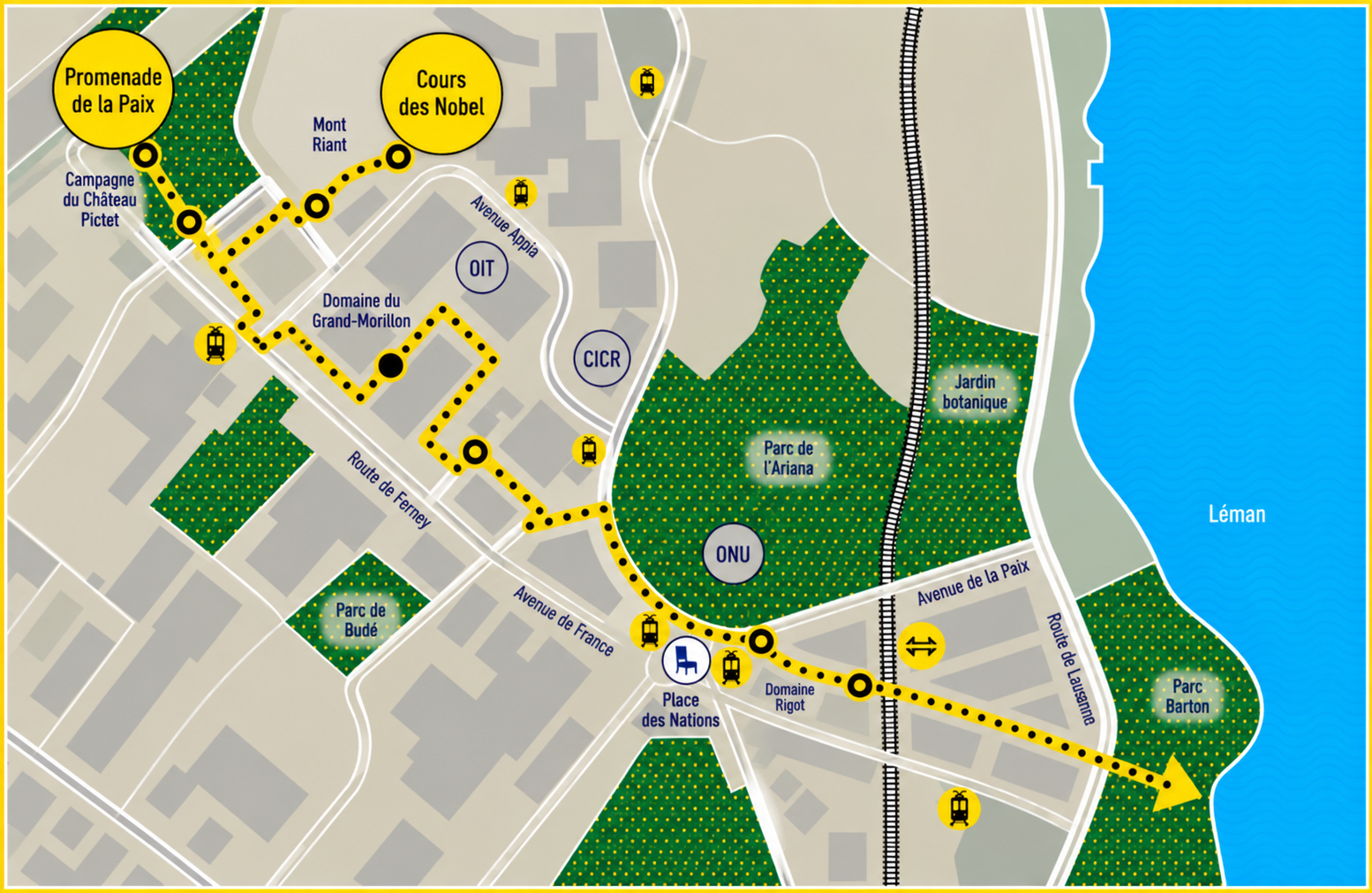 Map Promenade de la Paix - Parcours des Nobel