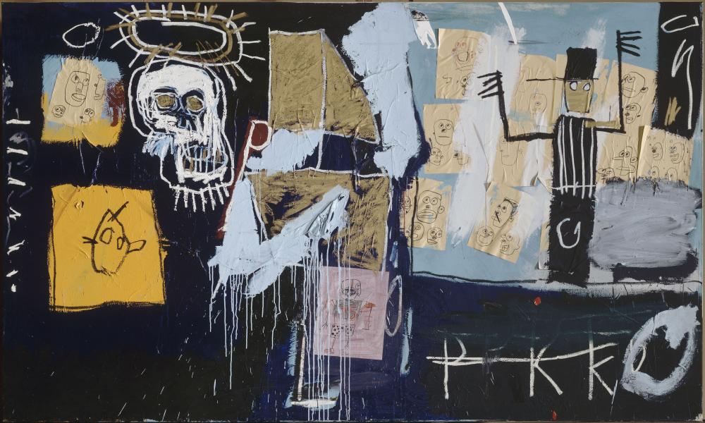 Jean-Michel Basquiat (Brooklyn, 1960 - SoHo, 1988)  Slave Auction (1982) Paper Collage, oil pastel, acrylics on canvas, 183 x 305,5 cm, National Museum for Modern Art, Centre Pompidou, Paris