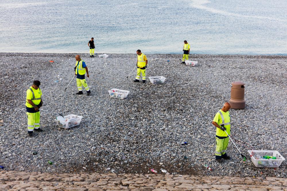 Here, a beach in Nice, France, in 2015 by Martin Parr.