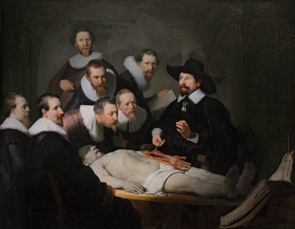 Rembrandt Harmenszoon van Rijn (Leiden, 1606 - Amsterdam, 1669) The Anatomy Lesson of Dr. Nicolaes Tulp (1632) Oil on canvas, 169,5 x 216,5 cm, Mauritshuis, The Hague 